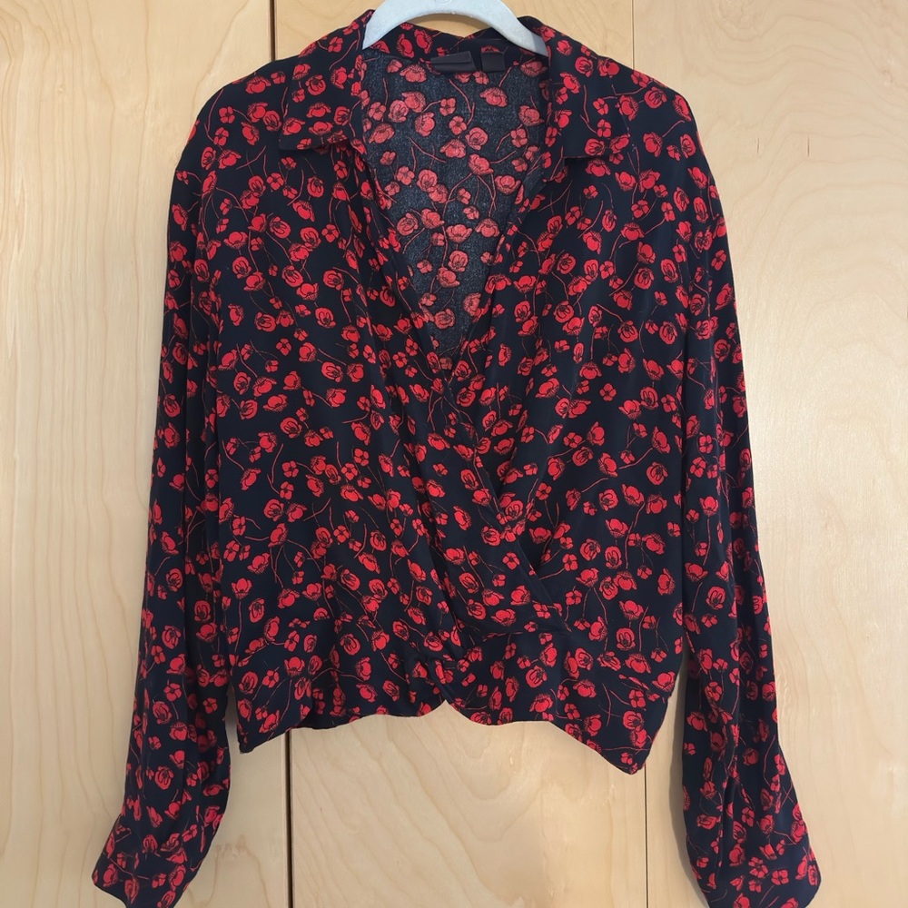 Free Press Red Floral Blouse